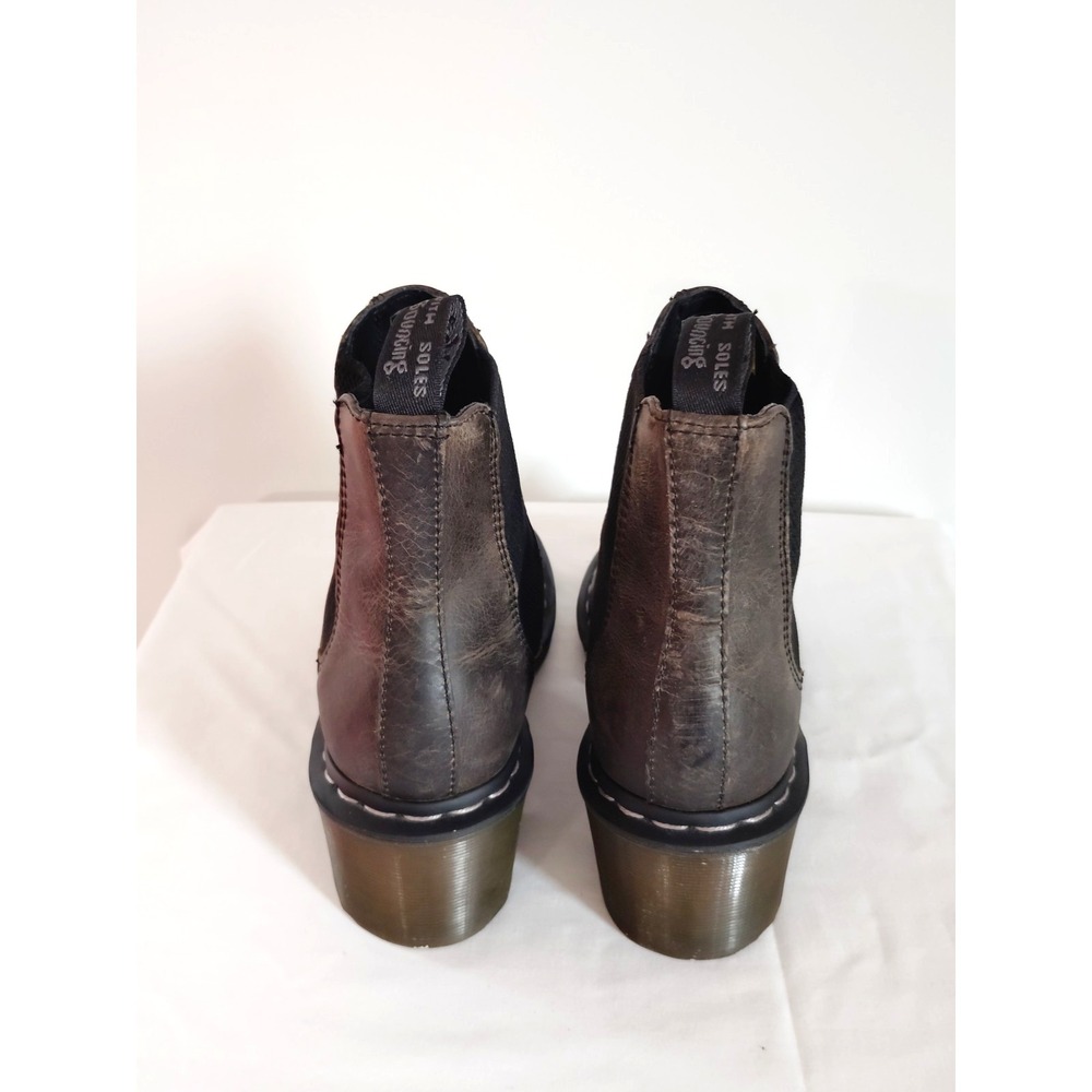 Dr. Martens Cadence Distressed Brown Leather Heeled Gothic Chelsea Boots Women 7 - Picture 10 of 15